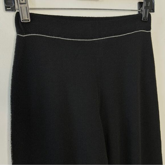 LIVIANA CONTI Pants Size XS Quiet Luxury Knit Wide Leg Cropped Wool Black Italy - Picture 3 of 11